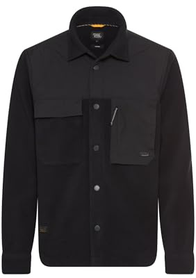 Camel Active Men's Overshirt with Kent Collar, Navy Blue, Medium