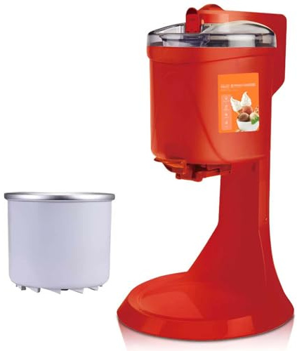 Macchina per Gelato Soft Semiautomatica 1000ml,220V, Macchina per Fare Il Gelato Domestico Dessert alla Frutta Cono di Yogurt Macchina per Gelato, Dessert Domestico Grande capacità,Red