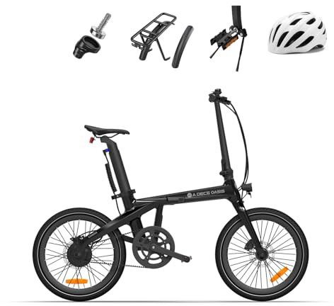 Vélo électrique Pliable ADO AirCarbon 20″ pour Adultes, Ultra Léger 14,5 kg, Transmission par Courroie, Mmoteur Bafang, Modes ECO et Sport, GPS, LCD, Application, Autonomie Jusqu'à 100 km (Noir)