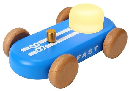 ACMHNC Veilleuse Rechargeable en Bois - Lampe de Nuit Kart 7 Couleurs Dimmable - Batterie 1000mAh 30h Autonomie - Veilleuse Chambre - Bleu