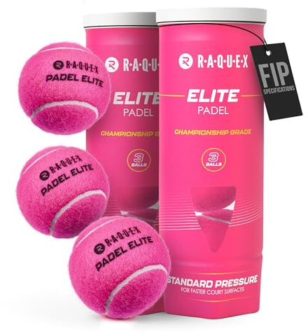 Raquex Elite Pink Padel Balls - 3, 6, 9 or 120 Balls - For All Court Surfaces - FIP Specification (2x Tubes of 3)