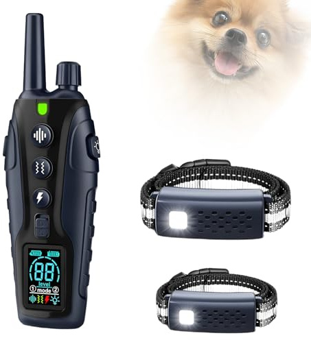 Collier Anti-aboiement avec Télécommande 1000m, Vibration/Son Et Verrouillage De Sécurité, Collier De Dressage pour Chiens De Petite, Moyenne Et Grande Taille Black Two