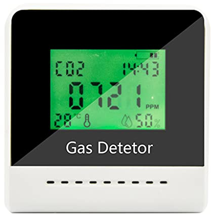 Lodoot Misuratore di CO2 con orologio Rilevatore di anidride carbonica Temperatura Umidità Bianco+ABS nero