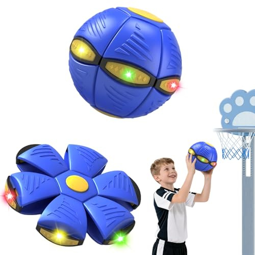 LTFIOON Palla Rimbalzante per Bambini, Magic Metaball con 6 Luci per Giochi da Esterno, Disco Volante Magico, Giochi da Giardino per Bambini dai 5 Anni, Doppia Forma Liberamente Commutabile