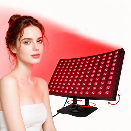 Lampe de luminothérapie LED rouge rotative à 360° 300 W - Double longueur d'onde (660 nm et 850 nm) - Lumière infrarouge proche pour le visage, le corps et les animaux de compagnie