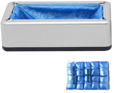 Skoöverdrag pump – automatisk stövelfoliemaskin silver, bärbart golvskydd + 100 engångsskydd, mekaniskt T-spännmekanism | för fastighetsbesiktningar och tandning