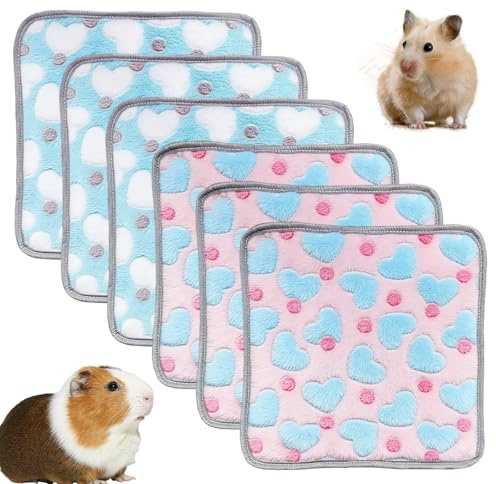 LZYDKH 35X35 cm Guinea Pig Blankets, 6 PCS Waterproof Guinea Pig Fleece Cage Liner Warm Small Animal Bedding Reusable Soft Sleep Mat for Hamster Ferret Kittens Squirrels Hedgehog