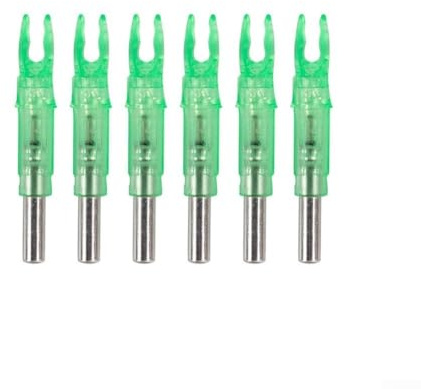 Lot de 6 encoches de flèche lumineuses à LED pour tiges en carbone et aluminium de 6,2 mm, pointes lumineuses pour la chasse de nuit, facile à installer, vert