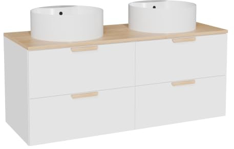 Vente-unique - Armario colgante con lavabo redondo – Blanco – L 120 cm – AVORELI