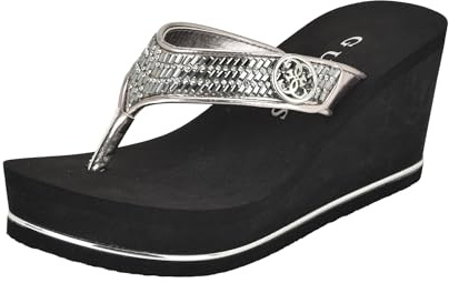 GUESS Womens Sarraly Flip-Flop, Pewter 179, 7 US