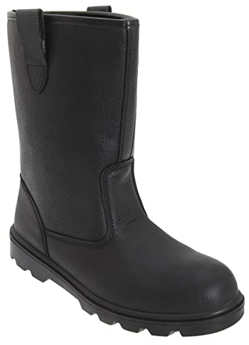 Grafters Mens Leather Safety Rigger Treaded Sole Toe Cap Boots (11 UK) (Black)