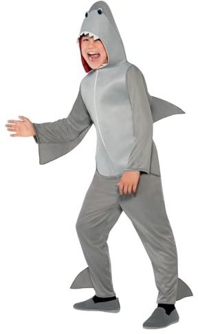 Smiffys Costume de Requin, Gris, Tout en un avec Capuchon et Nageoires Halloween