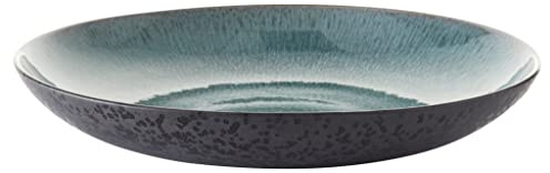 BITZ Schale, Obstschale/Salatschüssel aus Steinzeug, 40 cm im Durchmesser, spülmaschinenfest, schwarz/grün