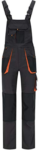 BWOLF ATLAS Latzhose Herren Arbeitshose Schutz-Latzhose Classic mit Multifunktionalen Taschen Grau/Orange (S)