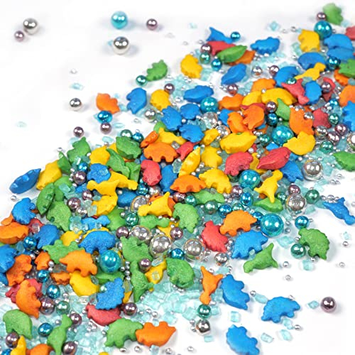 Streuselheld Super Dinos 40g Streusel zum Dekorieren und Verzieren von Gebäck aller Art wie Torten Kuchen Keksen Zuckerstreusel