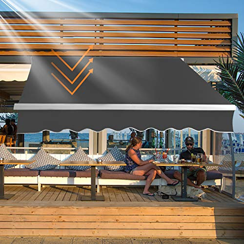 Cecaylie Toldo Manual con Brazo articulado, toldo articulado Exterior, Toldo con Brazo Plegable 350 x 300 cm, Gris, Toldo Manual Plegable de Aluminio para terraza, balcón, Aluminio/poliéster