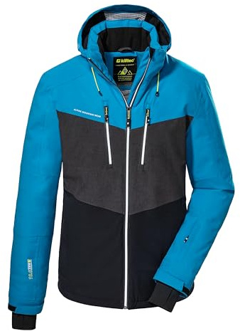 Killtec Male Veste de ski/veste fonctionnelle avec capuche amovible et pare-neige KSW 45 MN SKI JCKT, black blue, 4XL, 38699-000