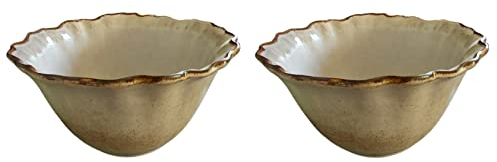 PintoCer - Cuencos de Cereales, Juego de 2 Cuencos, Color Beige, Ceramica de Gres, Tazón Desanuyo, Cuenco Sopa.