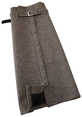 BUJNIE Falda midi de invierno para mujer, cintura alta, talla grande, longitud media, abotonada, falda de un solo paso