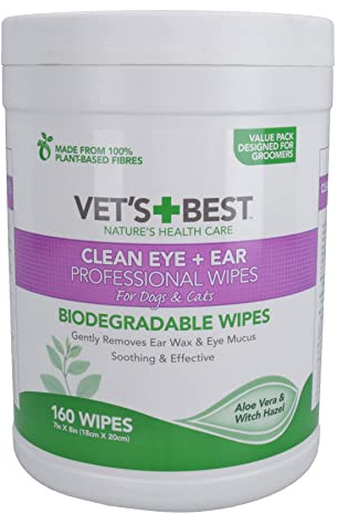 AB Tools 160PK Natural Dog Cat Puppy Pet Ear & Eye Cleaning Wipes Dog Hygiene