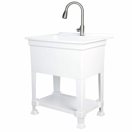 UTILITYSINKS Freestanding Utility Sink for Laundry Room & Garage, 30 x 24, White