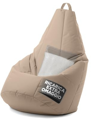 Avalon - Puff Poltrona Sacco Pera Deluxe Grande Sfoderabile, Pouf Sacco di Qualità Sartoriale, Bean Bag per Sedersi Ergonomico, Tessuto Antistrappo Impermeabile, Made in Italy(70x130cm-Corda)