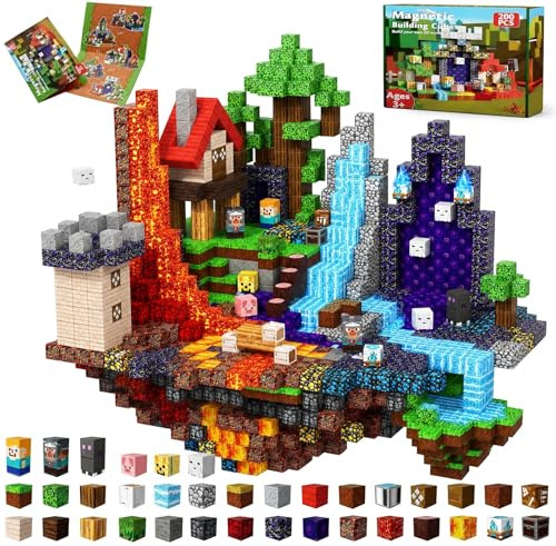 Cubes Magnétiques avec Portail Magique du Temps 200 Pièces Blocs de Construction Magnétiques dans la Forêt Enchantée avec Fées et Fantômes pour des Aventures de Voyage ! Jouet pour Enfants de 4 5 6
