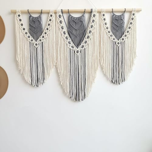 Ordeluxe Macramé 110cm x 82cm Tapiz Boho, Grande, Hecho a Mano, Decoración de Pared para Dormitorio, Decoración de Balcón, Regalo para Mujeres