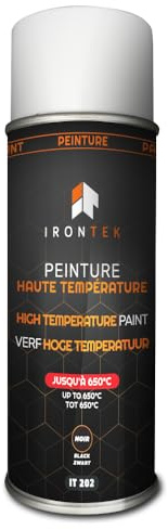 Peinture Haute Température 650°C Noir 400ml - IRONTEK | IT202 | Pot d'Échappement Moteur Étrier | Séchage Rapide Anti-Corrosion | Auto Moto | Formule Professionnelle