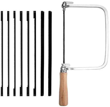 Sierra de marquetería con 8 Hojas, sierras de marquetería, sierras de metal, sierra de mano, Mini Sierra de Mano Giratoria 360 Grados, sierra de hierro para metal, plástico y madera