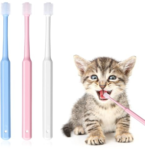 WJIAAA 3 Pack Small Dog Cat Toothbrush, 360 Degree Soft Silicone Pet Toothbrush Cat Dental Care Dog Oral Hygiene Deep Clean Pet Teeth Cleaning Kit
