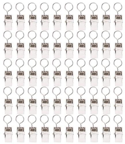 BCOATH 100pcs Small Nickel Curtain Clips with Rings Iron Alligator Curtain Clamps for Shower and Drapes Window Treatment Hardware