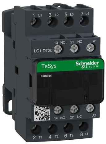 Schneider Electric, TeSys D contactor - 4P(4 NO) - AC-1 - <= 440 V 20 A - 230 V AC 50/60 Hz coil, LC1DT20P7