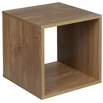 URBNLIVING 1, 2, 3, 4 Tier Oak Wooden Shelving Bookcase Storage Wood Shelf Unit … (Cube)