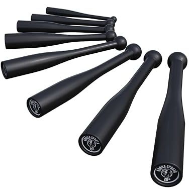 GORILLA SPORTS® Indian Clubbells - 2kg, 4kg, 6kg, 8kg, 10kg, 12kg, 15kg, 20kg, Single or Set, Steel, Black - Indian Clubs, Macebell, Clubbell Weights, Strength Training, Exercise Mace Bells