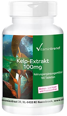 Kelp 100mg - 180 Tabletten - ! FÜR 6 MONATE ! - vegan - Kelp-Extrakt - natürliches Jod | Vitamintrend®