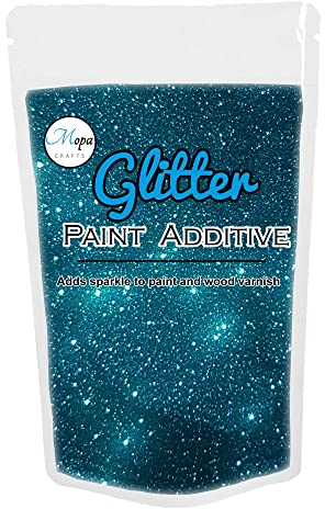 Mopa Crafts Blue Azure Glitter Paint Crystal Additive 100g for Emulsion Paint - for use with Interior/Exterior Wall, Ceiling, Wood, Metal, Varnish, Dead Flat, Matt, Soft Sheen or Silk Paints