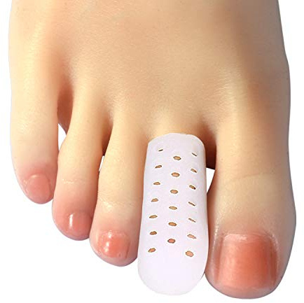 Hoogoo Gel Toe Caps 10 Pcs for Middle Toes, Breathable Silicone Toe Protectors Toe Covers Sleeves with Holes