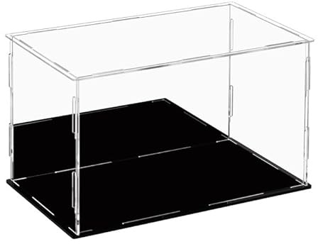 Dezzer Acrylic Display Case Box with Black Base, Assemble Countertop Clear Acrylic Dustproof Protection Showcase for Action Figures Toys, Collectibles, Home Storage (30x20x20cm)