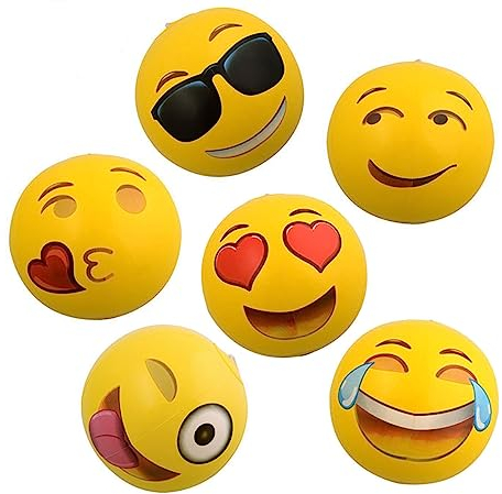 CRSUSUKJ Palloni da Spiaggia gonfiabili Emoticon,per Piscina, Spiaggia, Feste estive, Regali e Decorazioni | Palline da Palloni da spiaggia a 6