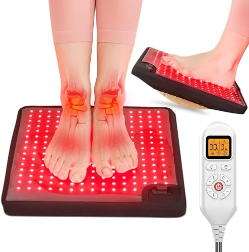 JOBYNA Infrarottherapie & Rotlichttherapie für Fuß, 660nm & 850nm LED Rotlicht Therapie, Fußbehandlung zu Hause mit einstellbarem Winkel, 3 Gears Temperatur und Timer (36×34cm)