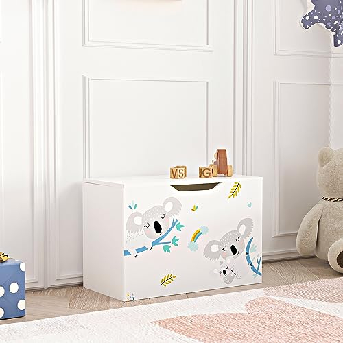 [en.casa] Baule per Giocattoli (AxLxP) 40 x 60 x 30 cm Cassapanca per Cameretta Contenitore Porta Giochi - Mobile a Misura di Bimbi - Decorazione Koala - Blu/Bianco
