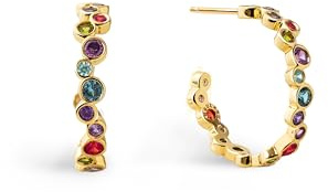 SINGULARU - Pendientes Aro Bubbles. Latón con Baño en Oro 18Kt. Cierre de Tuerca a Presión. Joyas para Mujer