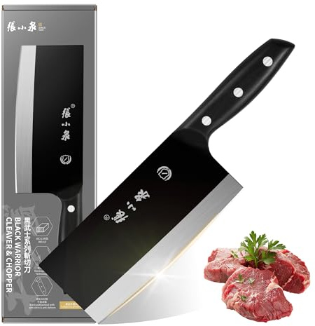 ZHANG XIAO QUAN Chinese Meat Cleaver 7.3”, Sharp Chinese Vegetable Cleaver Made of High Carbon Stainless Steel, Chopper Knife for Meat Vegetable Fish and Poultry