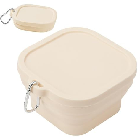 Tragbare Campingschüsseln, Silikonschüssel für Camping - Rutschfeste kleine Campingschüssel - Quadratische tragbare Lebensmittelbehälter, Lebensmittelaufbewahrungsbox mit Haken für Picknicks