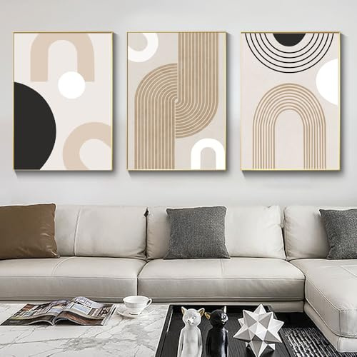Conjunto de 3, cuadros modernos de arte abstracto para pared, imágenes de lienzo de sala de estar de simplicidad, póster de decoración de pared para dormitorio, 50 x 70 cm, sin marco (Geométrico, 50 x