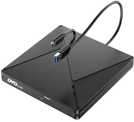 NONDK Unità esterna CD/DVD, unità ROM portatile di lettura e scrittura DVD, unità disco esterno con masterizzatore CD per computer portatile, desktop,