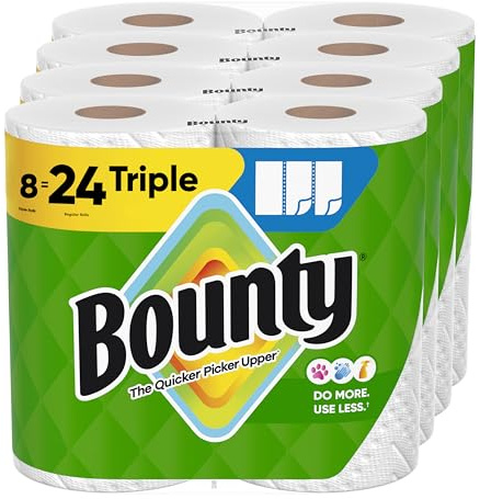 Bounty Toallas de papel Select-A-Size blancas, 8 rollos triples, 123 hojas por rollo