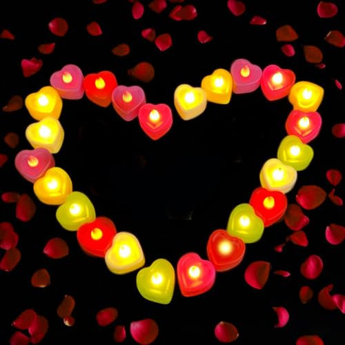 24 lumini a LED d'amore, senza fiamma, candele a batteria elettrica, candele a LED tremolanti per decorazioni di nozze, San Valentino, Halloween, Natale, decorazioni per la casa