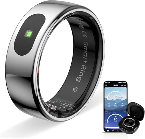 Anillo Inteligente LED Táctil, Rastreador de Actividad/Frecuencia Cardíaca/Sueño/Oximetría, Anillo Conectado 5ATM, Control de Música/Video, Smart Ring Fitness Tracker Compatible con iOS/Android